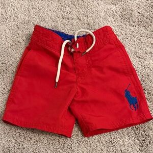 Polo by Ralph Lauren Kids Bright Red Shorts with Blue Logo